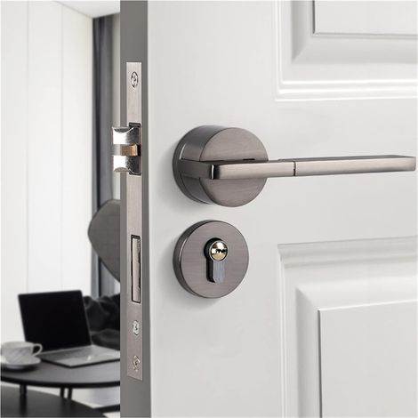 Serrure de porte intelligente Poignée de porte intelligente intérieur extérieur bouton levier avec serrure et clé chambre salle de bain noir for maison aimant en alliage d'aluminium chambre ( Color : (1/5)