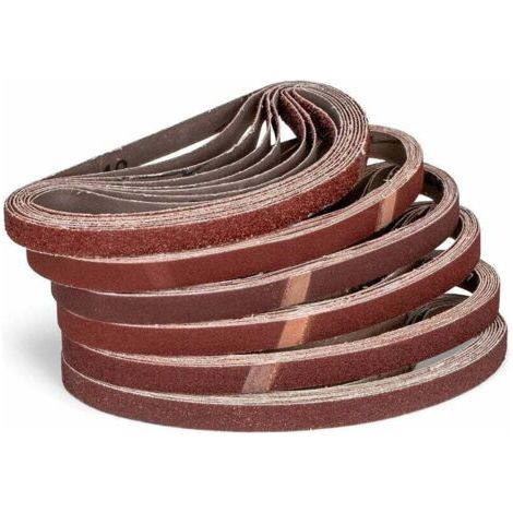 Pack of 120 abrasive belts 13 x 457 mm – P180 grit for sanding wood and metal – Fabric reinforced for electric files