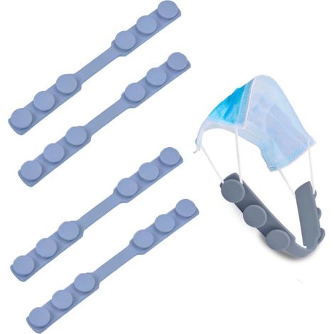 4 pezzi Prolunga per cinturino maschera anti-stringimento, supporto per maschera, gancio per orecchio, cinturino regolabile, fibbia di fissaggio maschera, allevia pressione e dolore (grigio) (1/5)