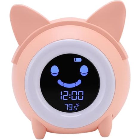 Réveil chat rigolo pour enfants, avec fonction snooze et veilleuse, décoration de bureau mignonne, 8,9 cm (1/5)