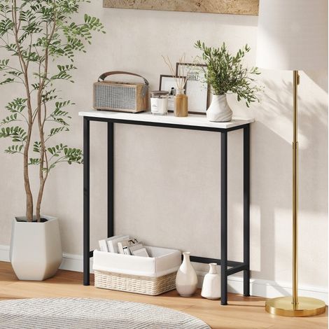 Console 75x24x76 cm en bois noir et métal, gain de place, moderne pour entrée FloraGrace (1/5)