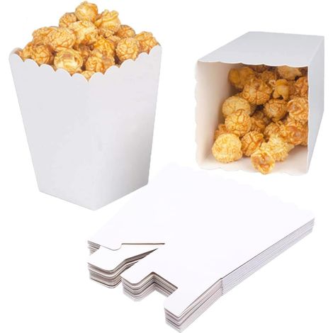 Lot de 24 Petite Boîtes à Popcorn Blanc,Mini Conteneurs Pop Corn Box en Papier pour Fêtes (1/4)