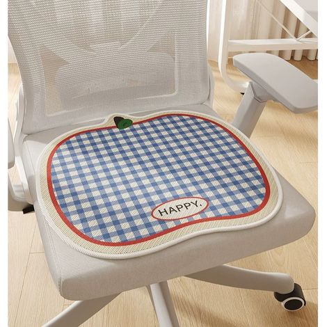 Coussin de Chaise Été Pomme Cartoon - 45x45cm, Respirant et Antidérapant, Effet Fraîcheur pour Bureau et Maison, Confortable pour Position Assise Prolongée, Modèle Bleu Dopamine-lsw