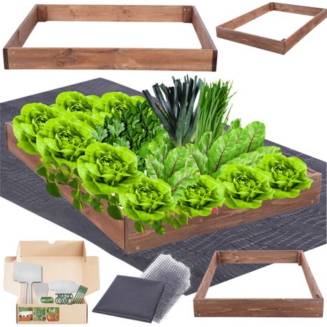 MODO24 ZP09 Carré potager surélevé en escalier modulable, bois de pin, herbes/légumes, jardin/terrasse/balcon, 9x90x80 cm, marron