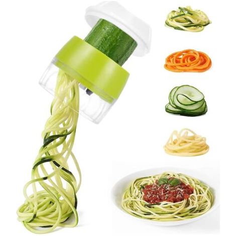 Spiral-Gemüseschneider, 3-in-1 Gemüsespiralschneider für Spaghetti, Spiralschneider für Zucchini, Spaghetti, Karotten und Gurken (1/4)
