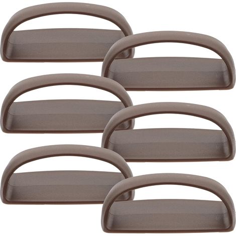 Poignées de Porte Adhésives Marron Abs, Lot de 6, sans Perçage Surface Polie, Style Uni Simple, pour Tiroirs et Portes Coulissantes, Usage Maison (1/5)