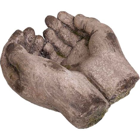 Macetero mano decor de magnesio color piedra, 27x27x14h cm (1/5)