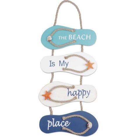 Nautique Plage Flip Flop décoration Flip Flop Ornement Mural Suspendu Pantoufles en Bois décoration, décoration Murale Porte Ornement Suspendu thème la Plage décoration de la Maison, Blanc, Bleu-DOU (1/4)