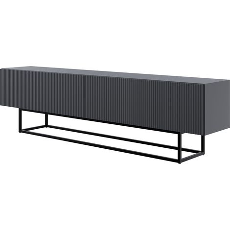 Selsey Veldio - TV-Lowboard, schwarz mit Metallgestell, 175 cm (1/5)