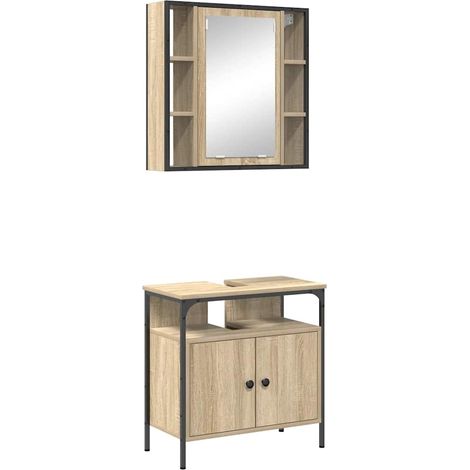 Maison Exclusive - Badezimmermöbel-Set mit Regal mit Tür 2 pcs Br