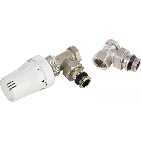 Noyon & Thiebault – Robinet thermostatique équerre pour radiateur – Tête thermostatique avec sonde intégrée – Installation sur chaudières fioul, gaz ou bois – Conforme EN215