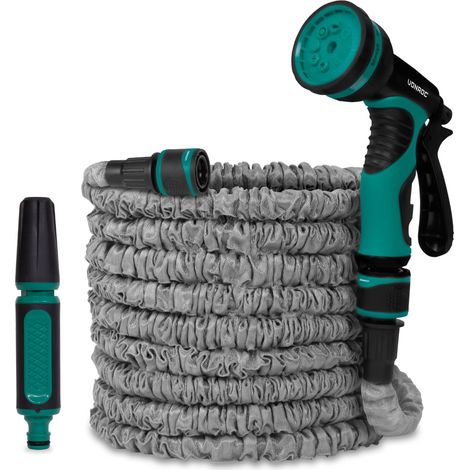 VONROC Gartenschlauch Flexibel - Flexibler Gartenschlauch 20m - Inkl. Wandhalterung, Anschlüsse, Sprühdüse und Multisprühkopf (1/5)