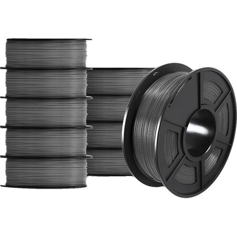 Filamento 3D, material ecológico, excelente calidad de impresión, PETG gris, rollo de 10 unidades. (1/2)