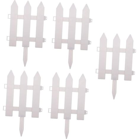 5 Ensembles Lot de Bordures de Jardin Blanches Plastique avec Piquets Clôture Décorative pour Massifs et Pelouses Installation Facile pour Extérieur et Terrasse (1/5)