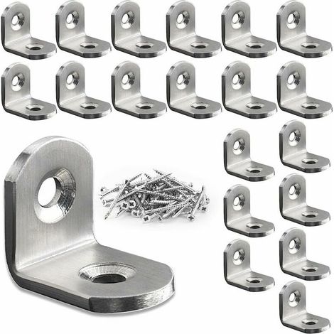 20-teilige Eckstrebe, 20 mm x 20 mm Edelstahl-Eckstrebe mit Schrauben, Metall-Eckstrebe, Eckstrebe für Holztische, Stühle, Möbel (20, 20 20) (1/5)