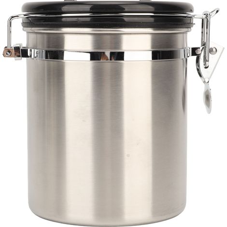 Boîte à café hermétique en acier inoxydable avec valve de décompression et cuillère doseuse, 1,2 L (1/5)