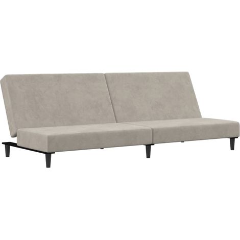Canapé  Sofa-lit à 2 places gris clair velours (1/5)