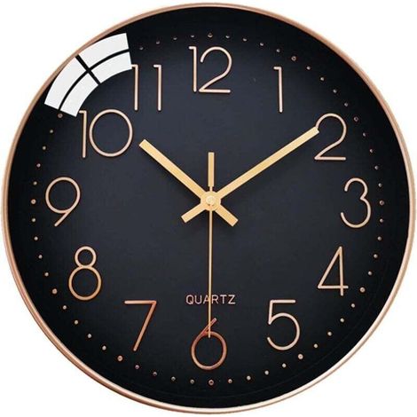 Horloge Murale Silencieuse sans tic-tac, 20cm Chiffres Arabes Horloge Quartz Ronde Moderne Décorative, pour Salon Chambre Cuisine Bureau Classe - Noir (1/4)
