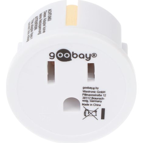 goobay Power adapter, white - US/Japanese female (Type B, NEMA 5-15, 3-pin) Safety plug (Type F, CEE 7/4) (45351) (1/5)