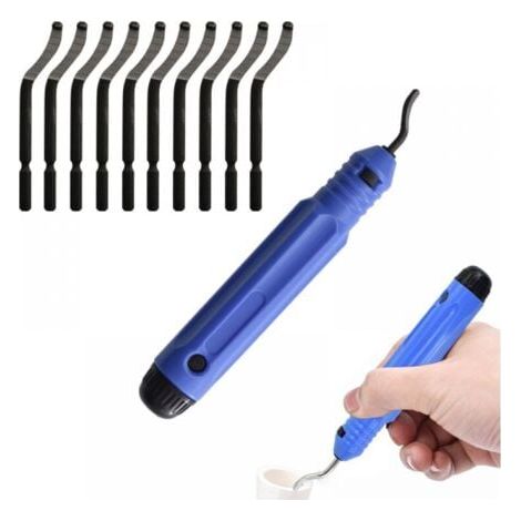 Kit d'outils d'ébavurage en métal Ensemble de fraises d'ébavurage poignée antidérapante avec 10 lames d'ébavurage rotatives en acier à grande vitesse, excellent outil à main pour enlever les (1/5)