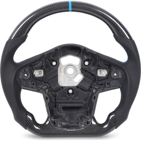 Volant en Fiber de carbone en cuir perforé, coutures bleues pour GR Supra A90 J29 2020 à 2024 (1/5)