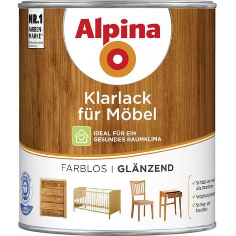 Alpina Klarlack für Möbel 750 ml farblos glänzend Lack Möbellack Holzlack (1/3)