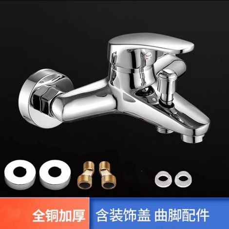 Brass shower head, water heater, triple-unit bathtub, double shower head, mixing valve, hot and cold water faucet, bathroom shower -- Celo triple-unit with accessories