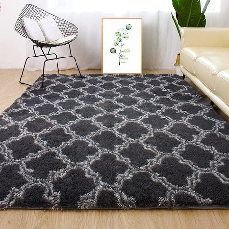 Tapis décoratif contemporain pour salon chambre canapé 140 x 200 cm 200 cm 140 x Noir (1/4)