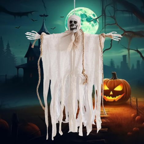 Décorations fantômes suspendues effrayantes - Décoration d'Halloween conviviale pour l'intérieur et l'extérieur, pour la maison, le jardin, la terrasse, les arbres et le porche (1/5)