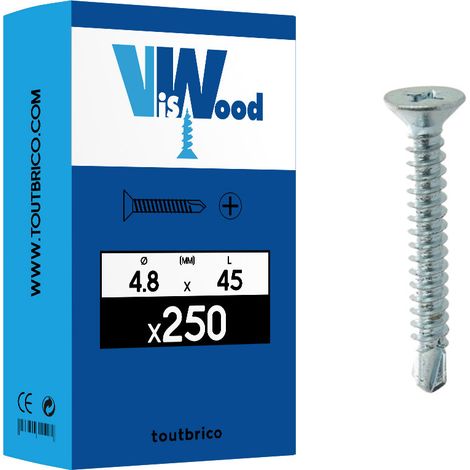 250 vis autoperceuses 4.8x45mm fraisée PH zingué Viswood (1/2)