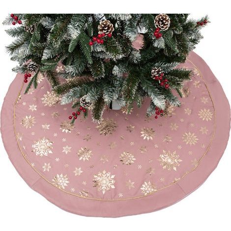 Gonna rotonda per albero di Natale, decorazione per albero di Natale adatta all'arredamento domestico per le festività (120 cm, rosa) (1/4)