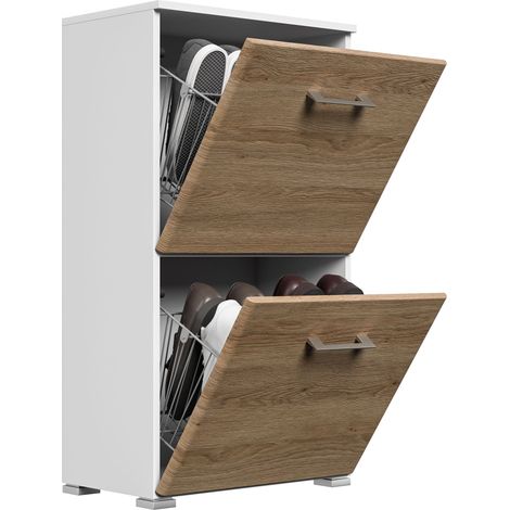 Schuhschrank Emotion 2 Klappen 8 Paar 52x96 cm Weiss-Eiche (1/5)