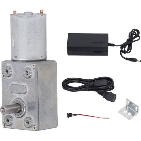 Moteur à engrenage à vis sans fin 12V DC, vitesse réglable, auto-blocage, réducteur 30 tr/min, avec support, prise AU, alimentation AC110-240V (1/5)