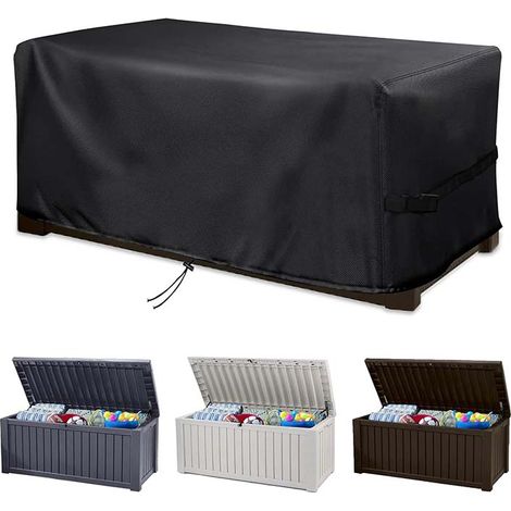Housse Coffres de Rangement Extérieur, pour Boîtes de Terrasse ExtéRieures et Boîtes de Rangement, Tissu Oxford Résistant 420D Imperméable, Résistant Aux UV, Au Vent et à la Neige 123x62x55cm (1/5)