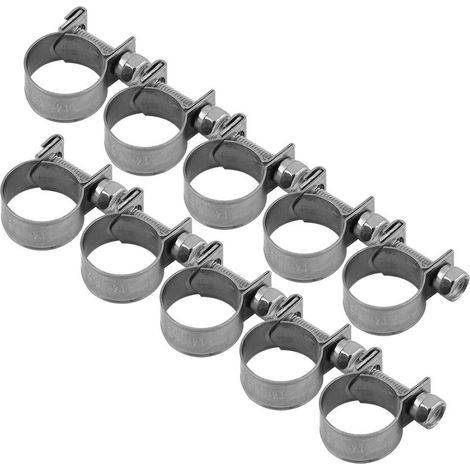 Collier de serrage, 10PCS collier de serrage de tuyau de carburant en acier inoxydable(14-16mm)
