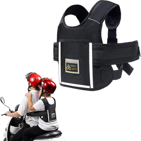 Harnais Moto Enfant, Siege Moto Enfant Réglable Ceintures De Sécurité Moto pour Enfants Antichute Harnais Securite Enfant Moto avec Poche Et Bandes Réfléchissantes pour De 1 à 12 Ans (1/5)