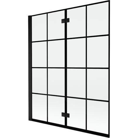 Mexen Mist paroi de baignoire 2 volets gauche 140 x 150 cm, grille noire, noir - 8A9-140-002-70-77-L (1/5)