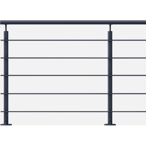 Kordo – Kit garde-corps prêt-à-poser 2m en aluminium à plat – Gris anthracite – Sécurise mezzanines et terrasses – Installation facile