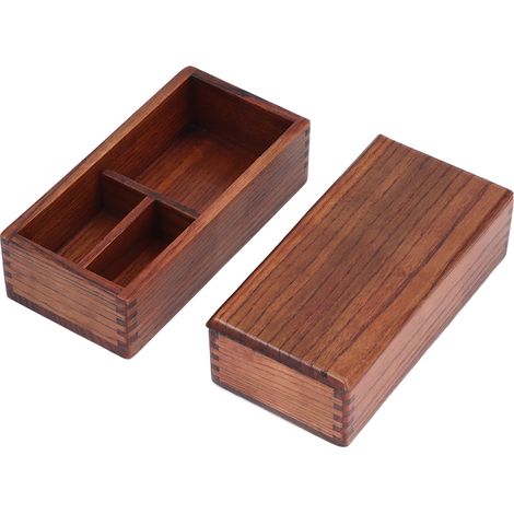 Boîte à lunch rectangulaire empilable à 2 étages en bois naturel, boîte bento, récipient pour sushis, vaisselle de cuisine (1/5)