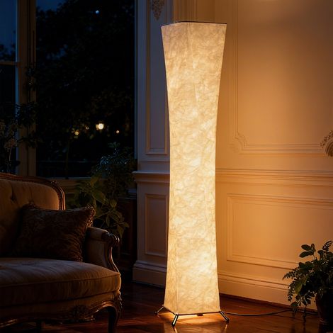 Lampada da terra 25x25x129 cm, dimmer a 3 livelli con interruttore a pedale, LED 10,5W, acciaio silver e bianco (1/5)