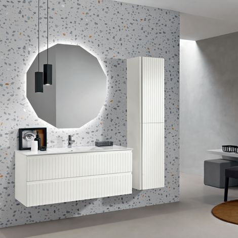 Mobile da bagno sospeso moderno con base 120 ARTICO con 2 cassetti e lavabo BIANCO OPACO (1/5)
