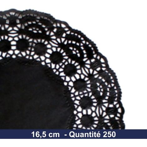GDP - Napperon dentelle rond en papier - Noir - 16.5cm - x250 (1/4)