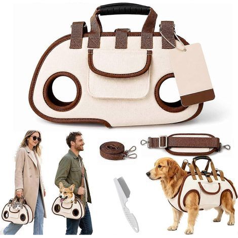 Sac de transport pour petits chiens et chats sac fourre-tout respirant 2 en 1 avec bandoulière réglable taille L (1/5)