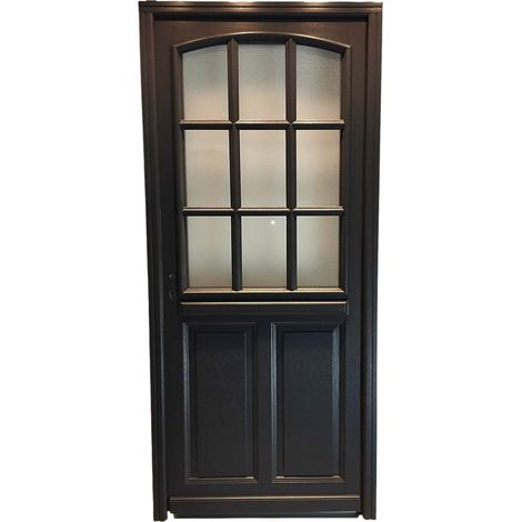 Porta d'ingresso in legno con vetro Alicia grigio antracite, H.215xL.90 cm, lato tavolo P, destro GD MENUISERIES (1/5)