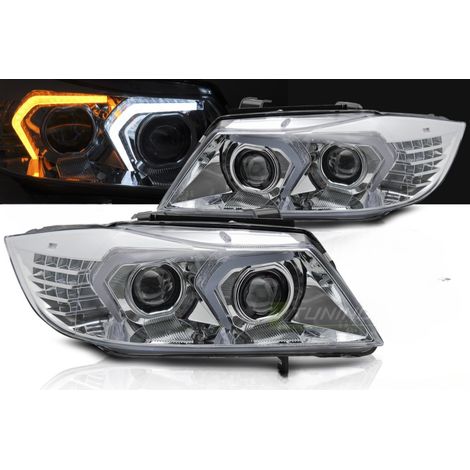 Paire Feux Phares BMW serie 3 E90/E91 de 2005 a 2008 Full LED Chrome-41675088 (1/5)