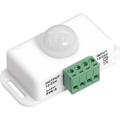 PIR Motion Sensor Switch 12V-24V - Infrared Controller for LED Light Strips, Adjustable Timer (1-10 Min), 120° Detection Angle, 8m Range (White) (1/5)