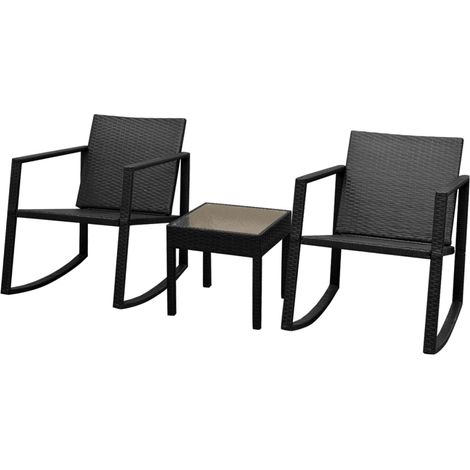 3-tlg. Bistro-Set Poly Rattan Schwarz vidaXL (1/5)