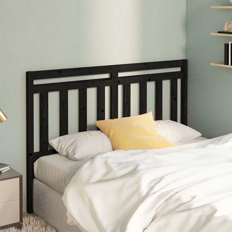 vidaXL Cabecero de cama madera maciza de pino negro 126x4x100 cm (1/5)