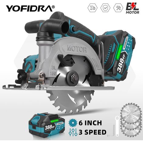 Scie circulaire électrique sans fil de 6 pouces, outil de coupe pour le travail du bois, compatible avec les batteries Makita (1 batterie) (1/5)