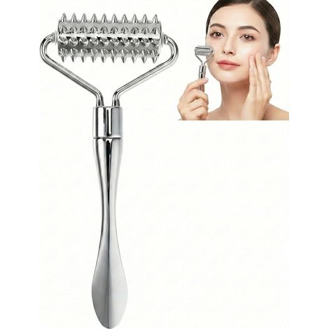 Rouleau Massage Ridoki Visage Rouleau De Massage D'Aiguille Outil De Des Tissus Profonds MéTal Pour Absorption De La Lotion DéTente Musculaire - Et Raffermissement De La Peau (1/5)